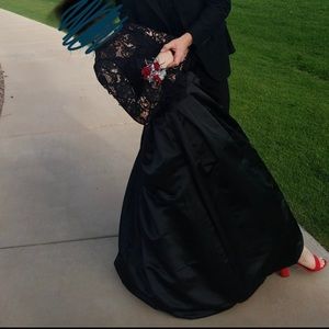 Black Satin Formal Skirt